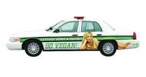 PETA's illustration of a Vallejo patrol car